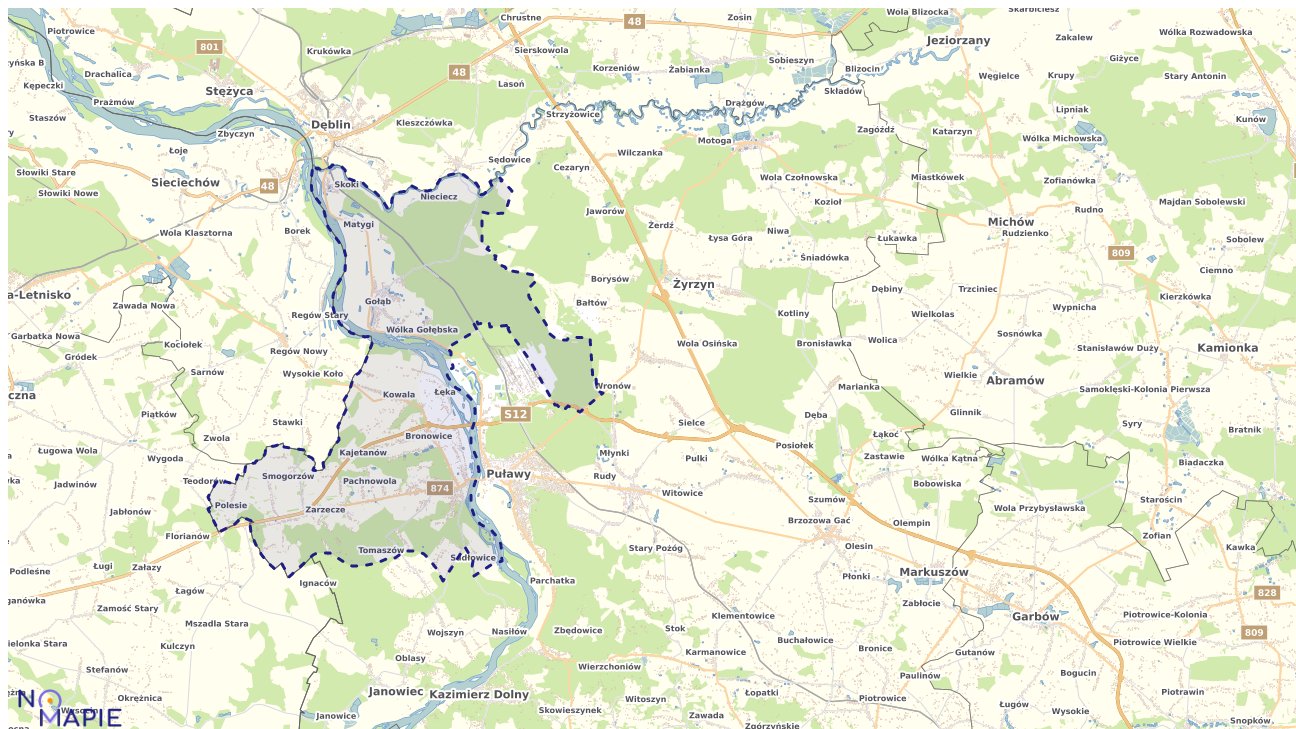 Mapa obszarów ochrony przyrody Puław