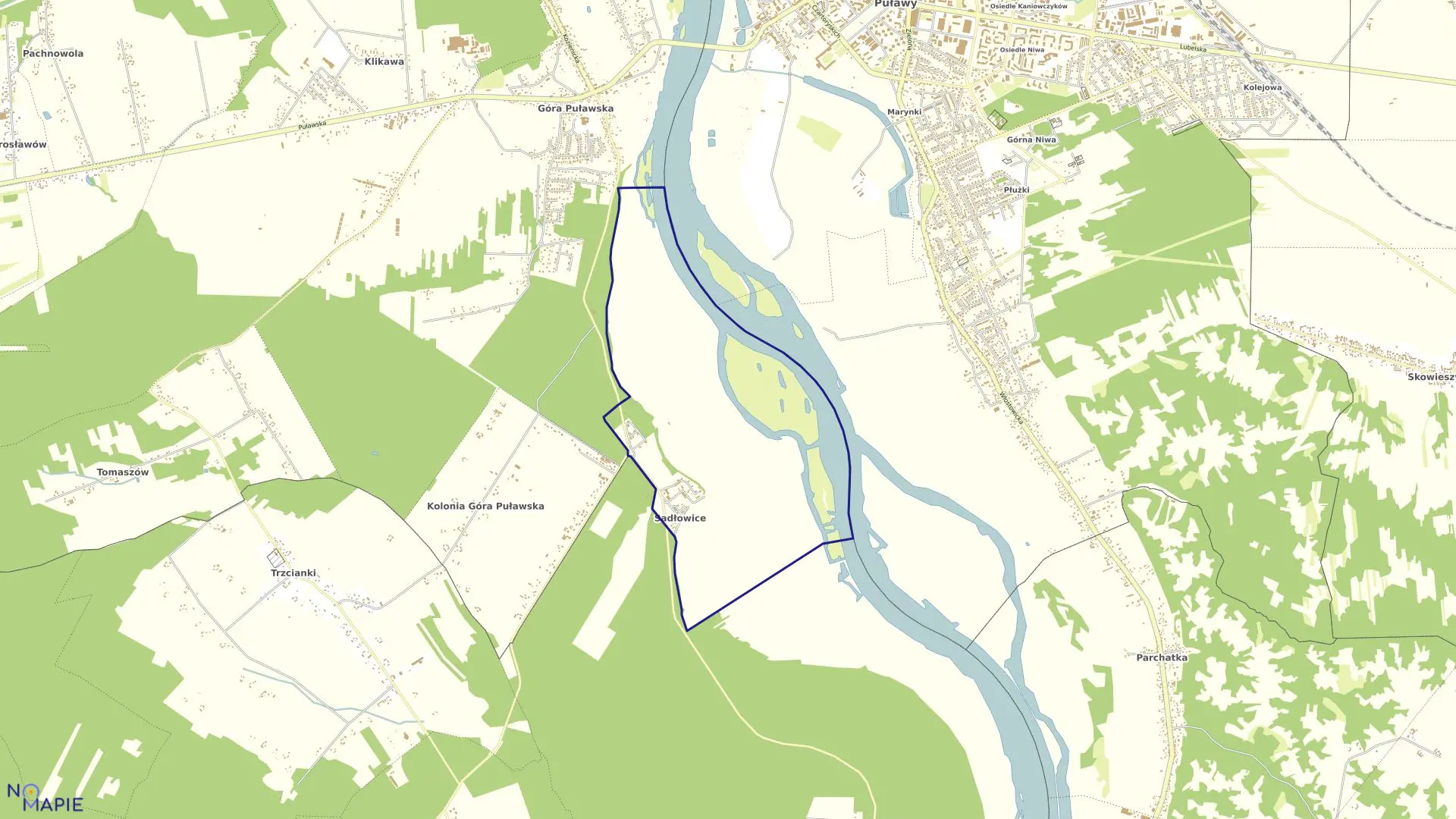 Mapa obrębu SADŁOWICE w gminie Puławy